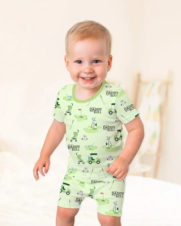 Daddy Golf Team Bamboo Two Piece Short Sleeve Shorts Pajama Set
