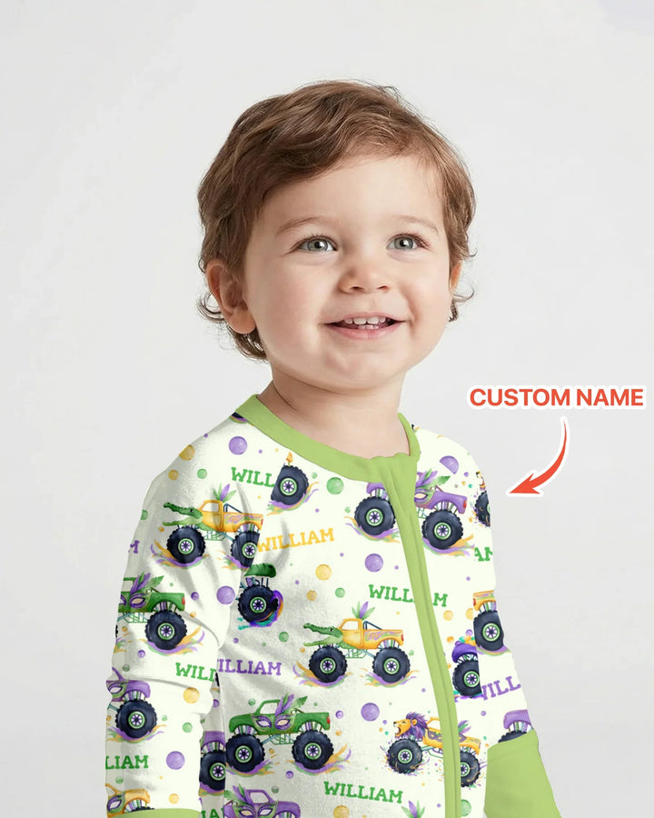 Custom Name Mardi Gras Monster Trucks Bamboo Convertible Zippy