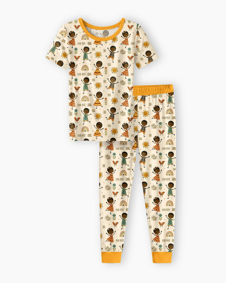 Cute African Heritage Bamboo Two Piece Short Sleeve Pajama Set