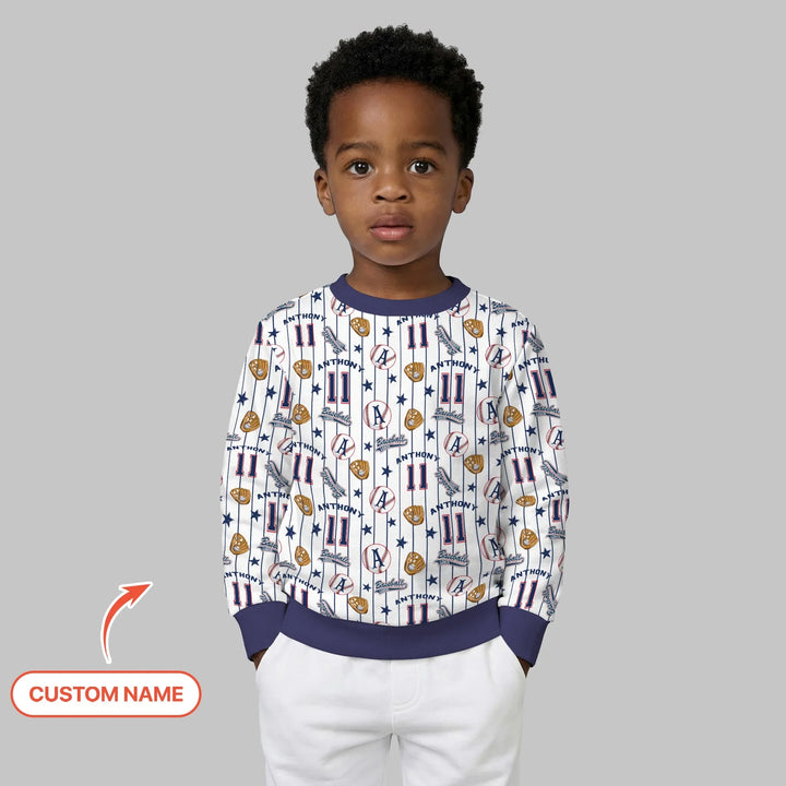 Custom Name Baseball Time Bamboo Crewneck Sweatshirt