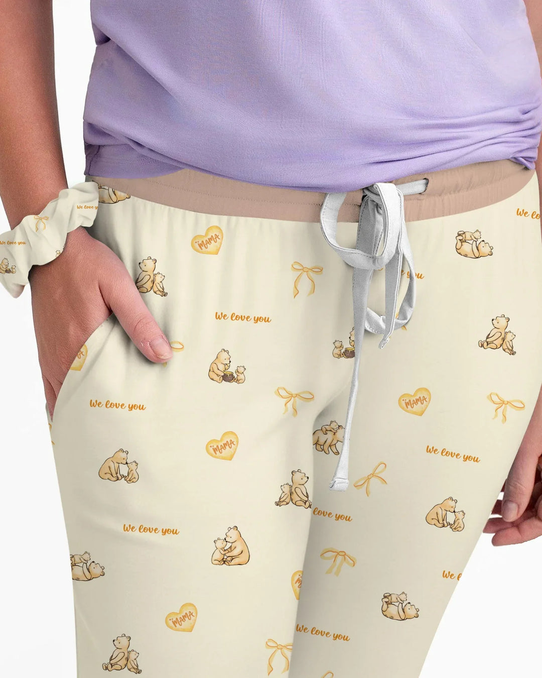 Sweat Yellow Mama Bear Women Pajama Set