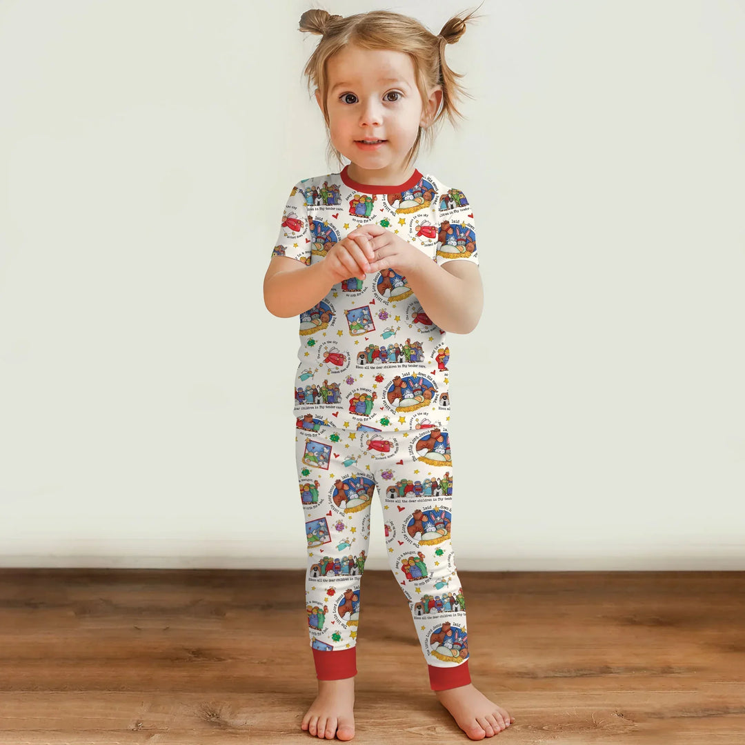 Away In A Manger Blessings Blessings Bamboo Two Piece Short Sleeve Pajama Set