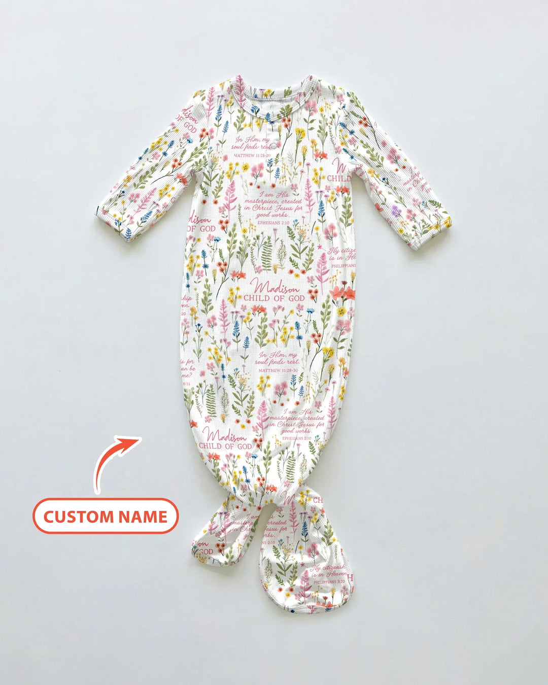 Custom Name Child of God Flower Garden Bamboo Knot Gown