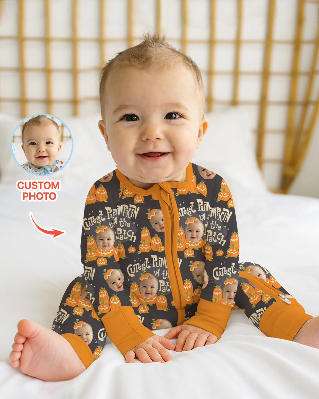 Custom Photo Cutest Pumpkin in the Patch Bamboo Convertible Zippy