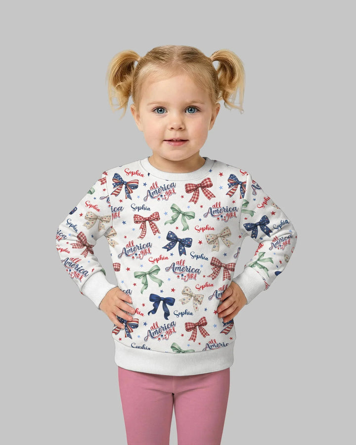 Custom Name All American Girl Bamboo Crewneck Sweatshirt