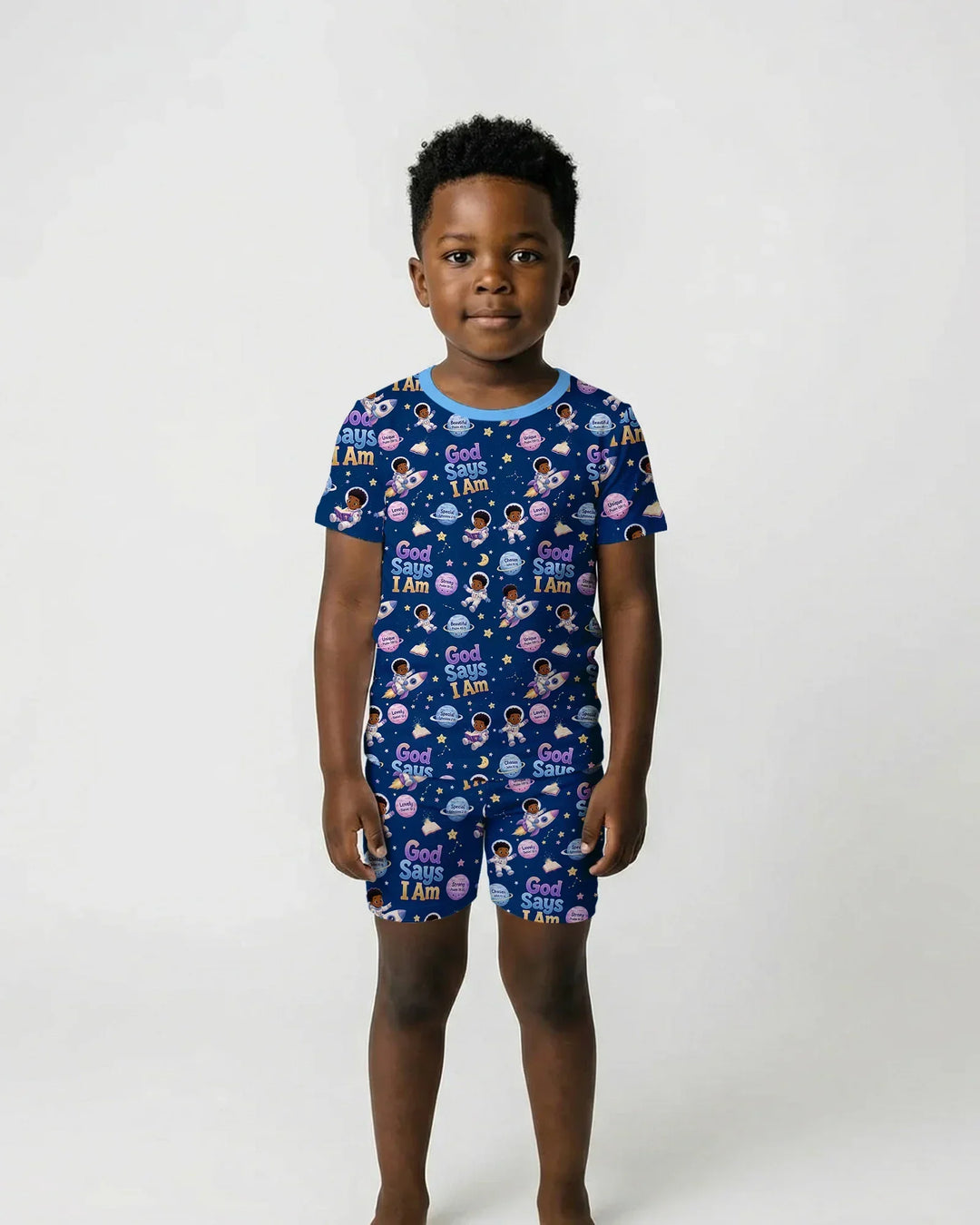 Black Boy God Says I Am Bamboo Two Piece Short Sleeve Shorts Pajama Set