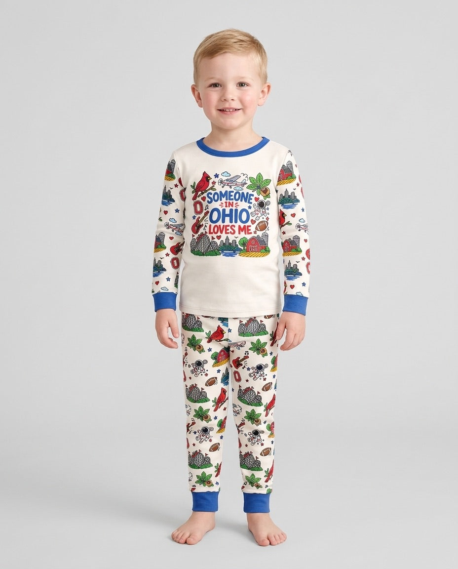 Someone in Ohio Loves Me Bamboo Two Piece Long Sleeve Pajama Set