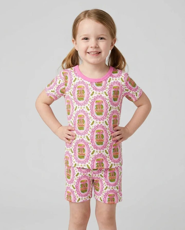 Pickle Coquette Bamboo Two Piece Short Sleeve Shorts Pajama Set