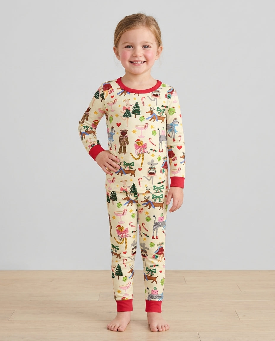 Animals Christmas Bamboo Two Piece Long Sleeve Pajama Set
