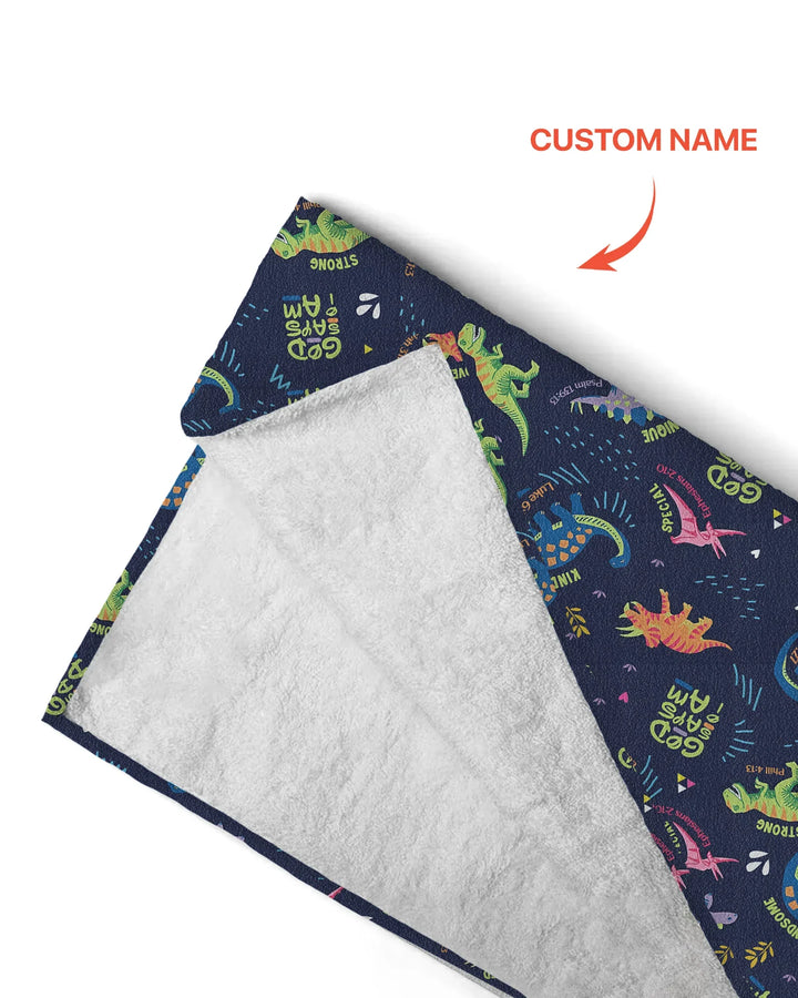 Custom Name God Says I Am Dinosaur Beach Towel