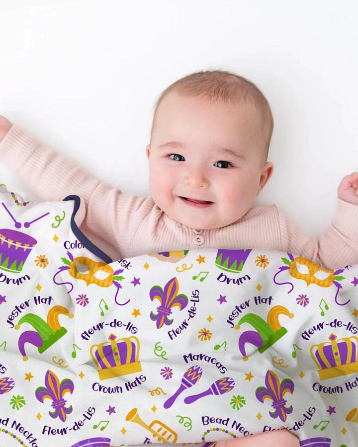 Mardi Gras Family Matching Toddler Bamboo Blanket