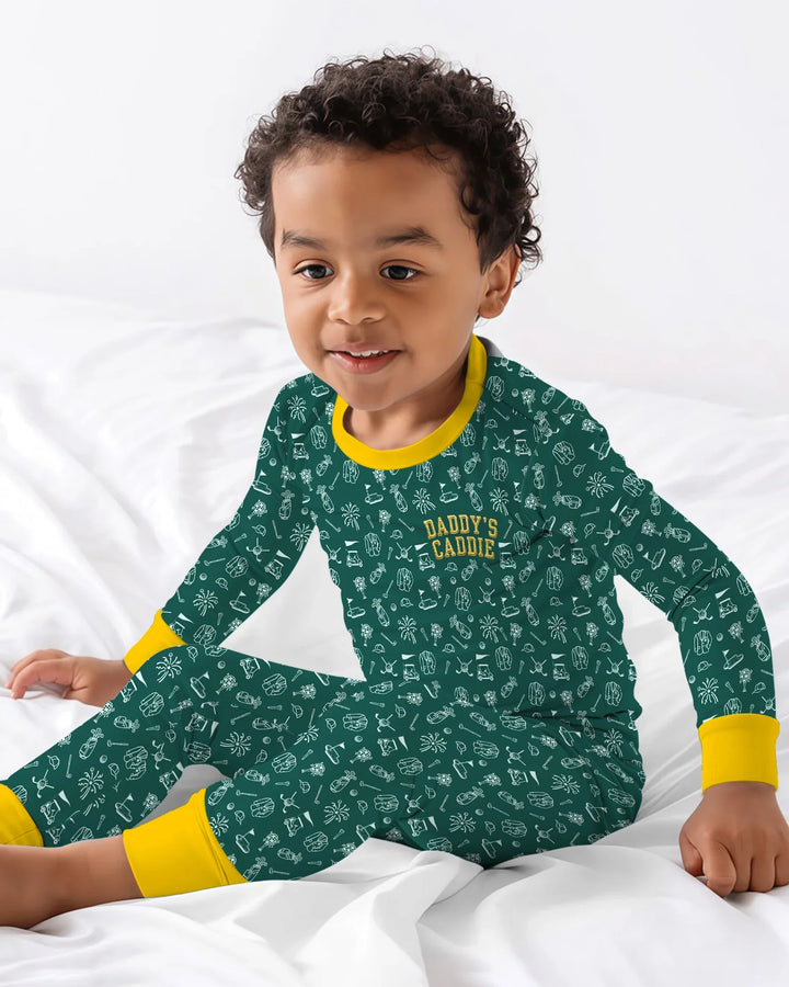 Embroidered Matching With Dad Golf Club Bamboo Two Piece Long Sleeve Pajama Set