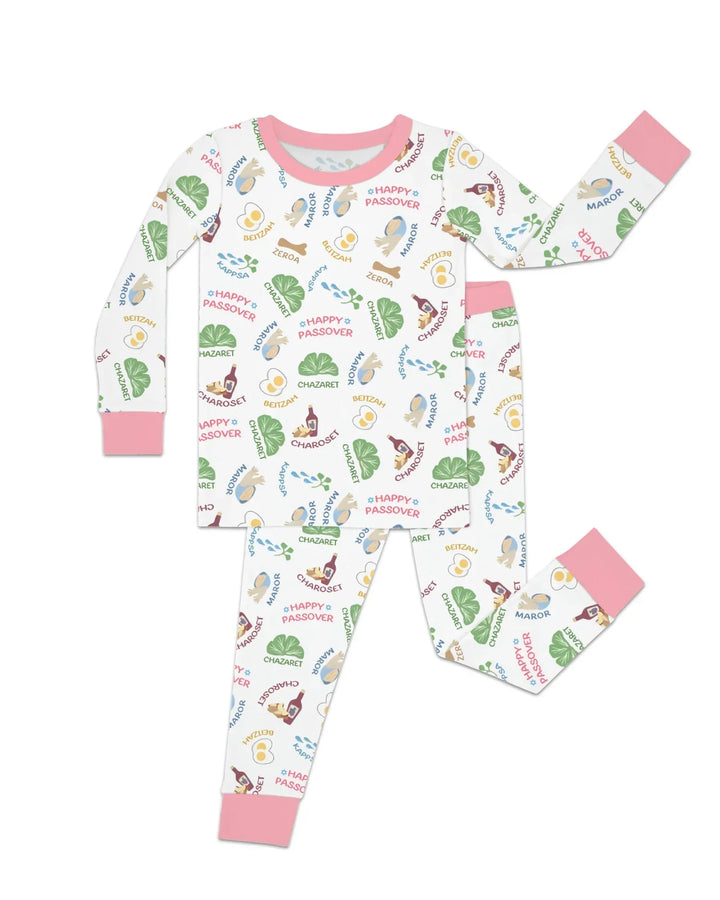 Happy Passover Matching Family Bamboo Two Piece Long Sleeve Pajama Set