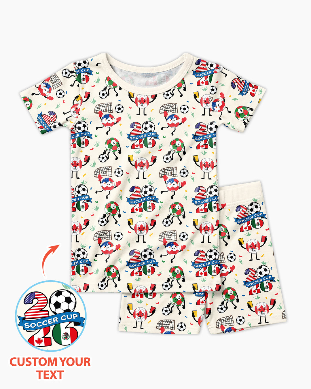 Soccer Squad 2026 Bamboo Two Piece Short Sleeve Shorts Pajama Set