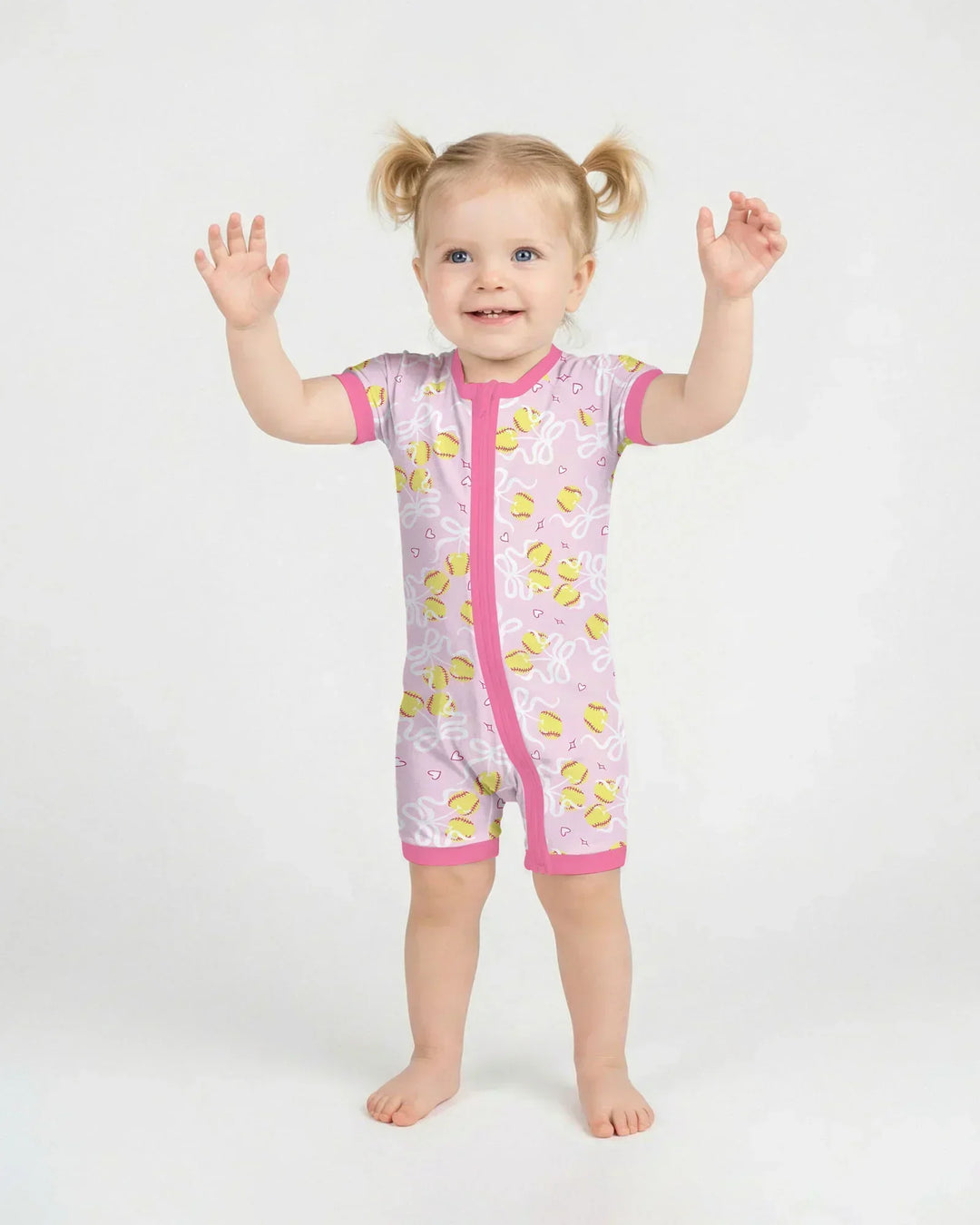 Softball Cherry Mom And Girl Matching Bamboo Shorty Zippy