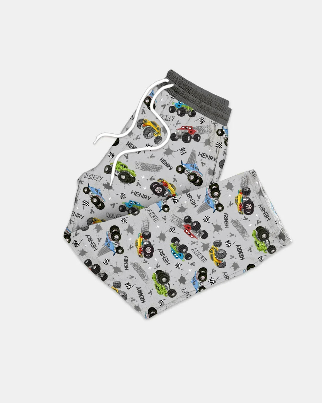 Monster Truck Dirt Jam Custom Name Daddy & Me Matching Bamboo Men's Pajama Set