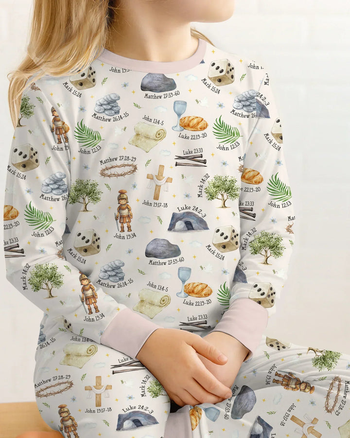 He Is Risen Family Matching Bamboo Two Piece Long Sleeve Pajama Set