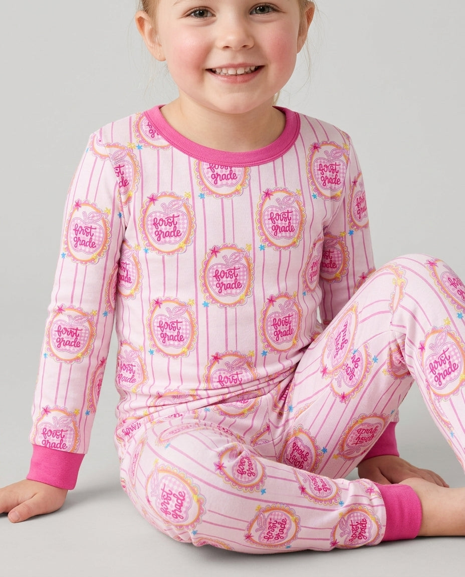 Custom Grade School Sweetie Bamboo Two Piece Long Sleeve Pajama Set