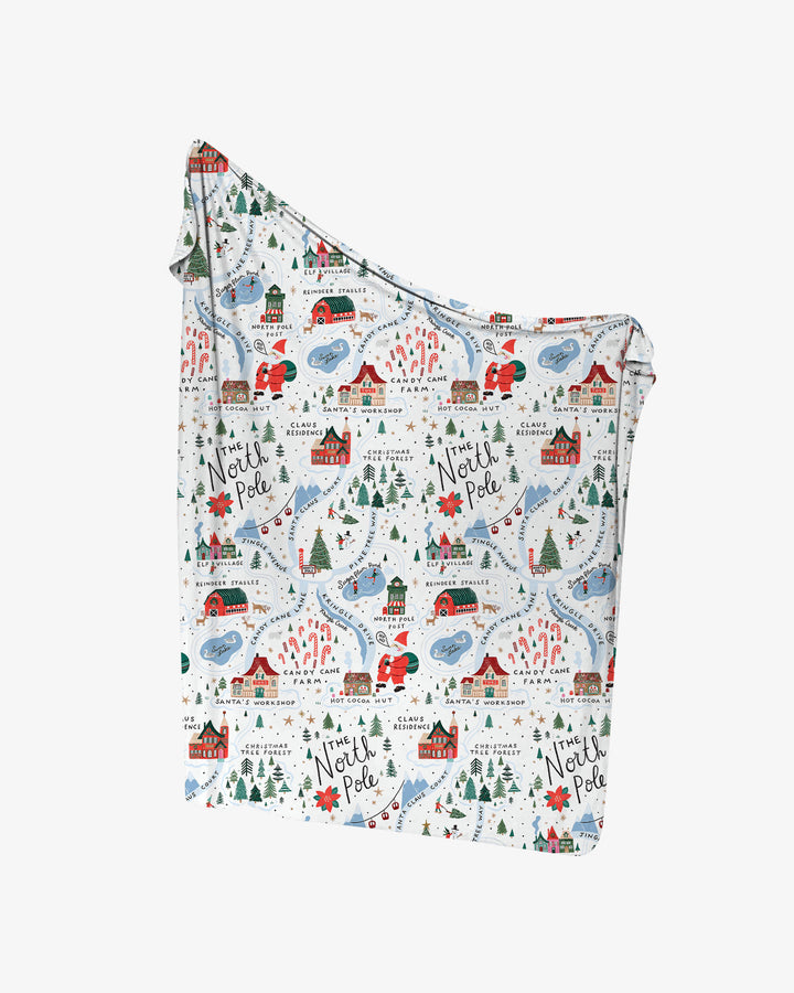 The North Pole Map swaddle blanket