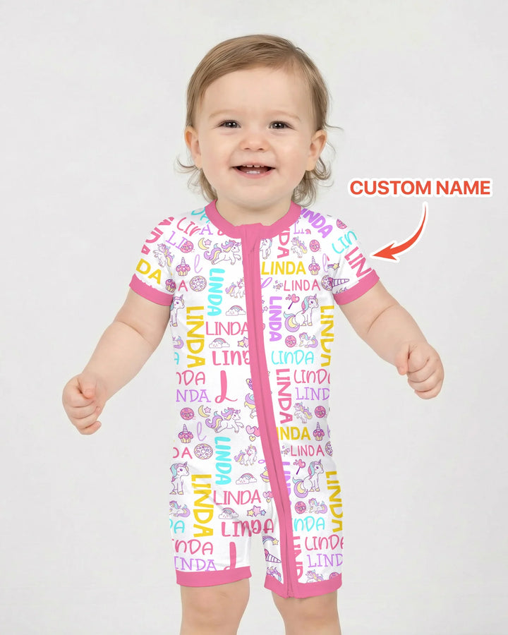 Personalized Fantasy Unicorn Word Bamboo Shorty Zippy
