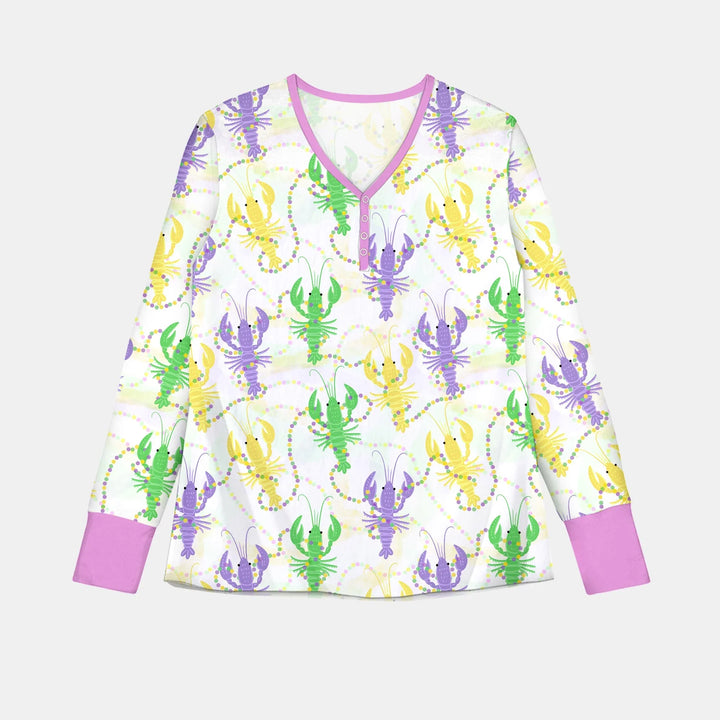 Mardi Gras Crawfish Family Matching Bamboo Women Pajama Set
