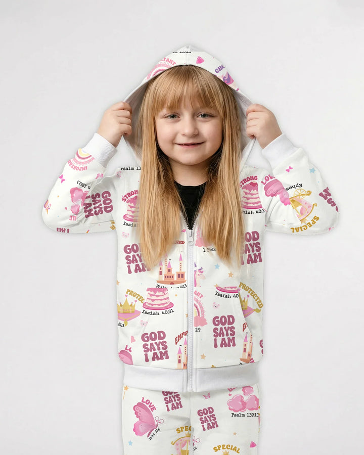 God Says I Am Girl Bamboo Zip Hoodie