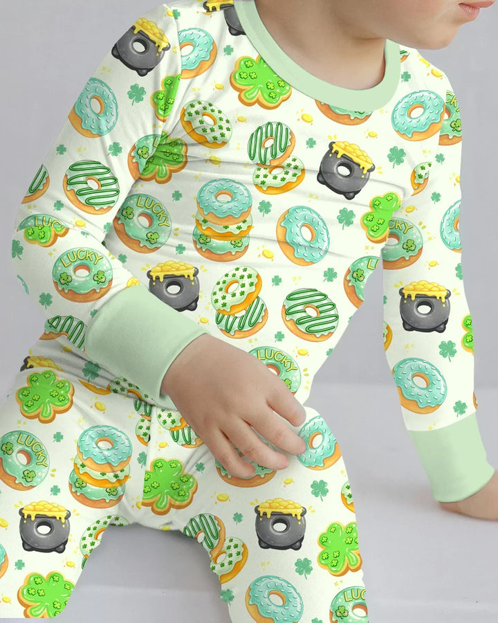 St. Patrick's Day Donut Bamboo Two Piece Long Sleeve Pajama Set