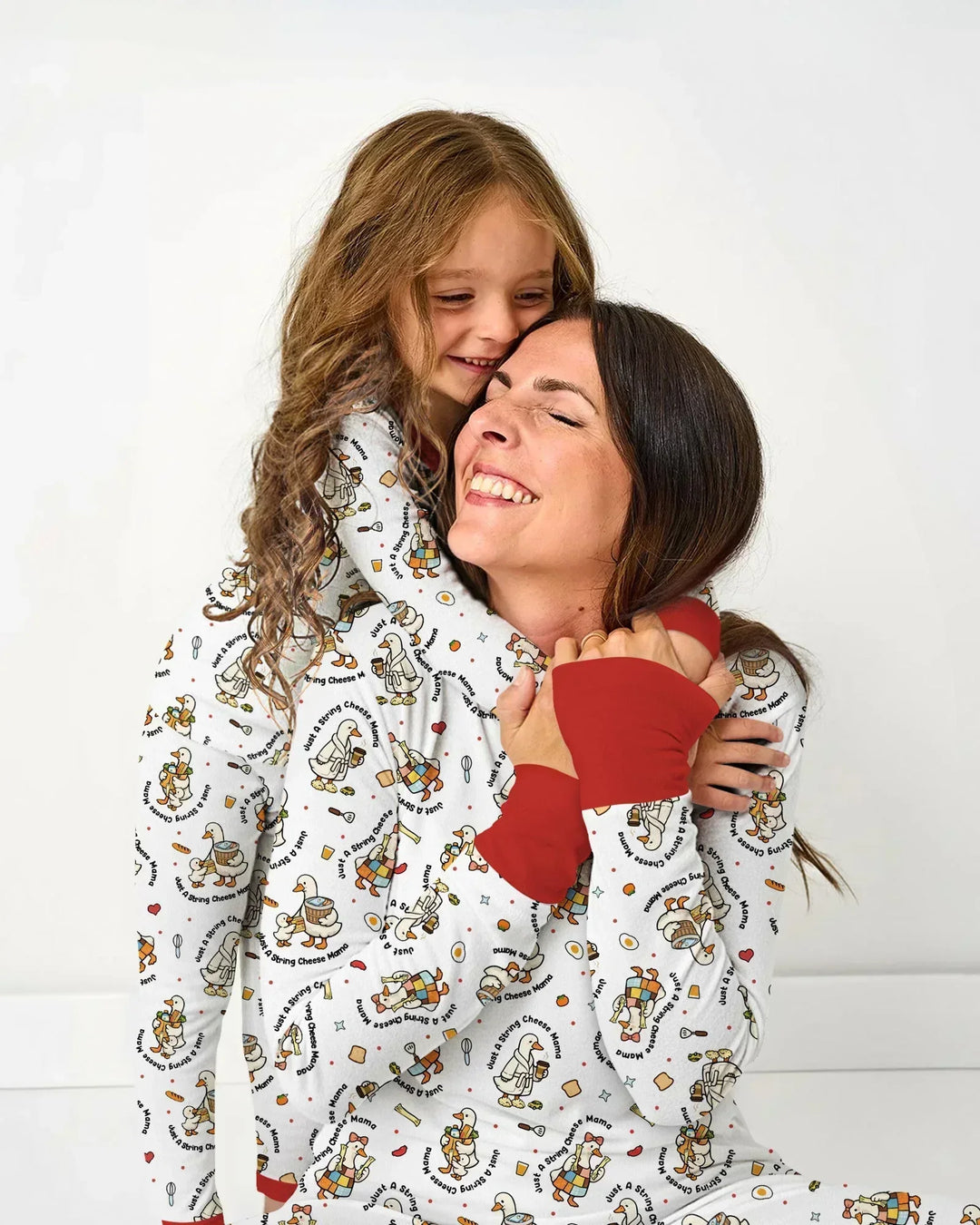 Just A String Cheese Mama Era Mommy & Me Bamboo Two Piece Long Sleeve Pajama Set