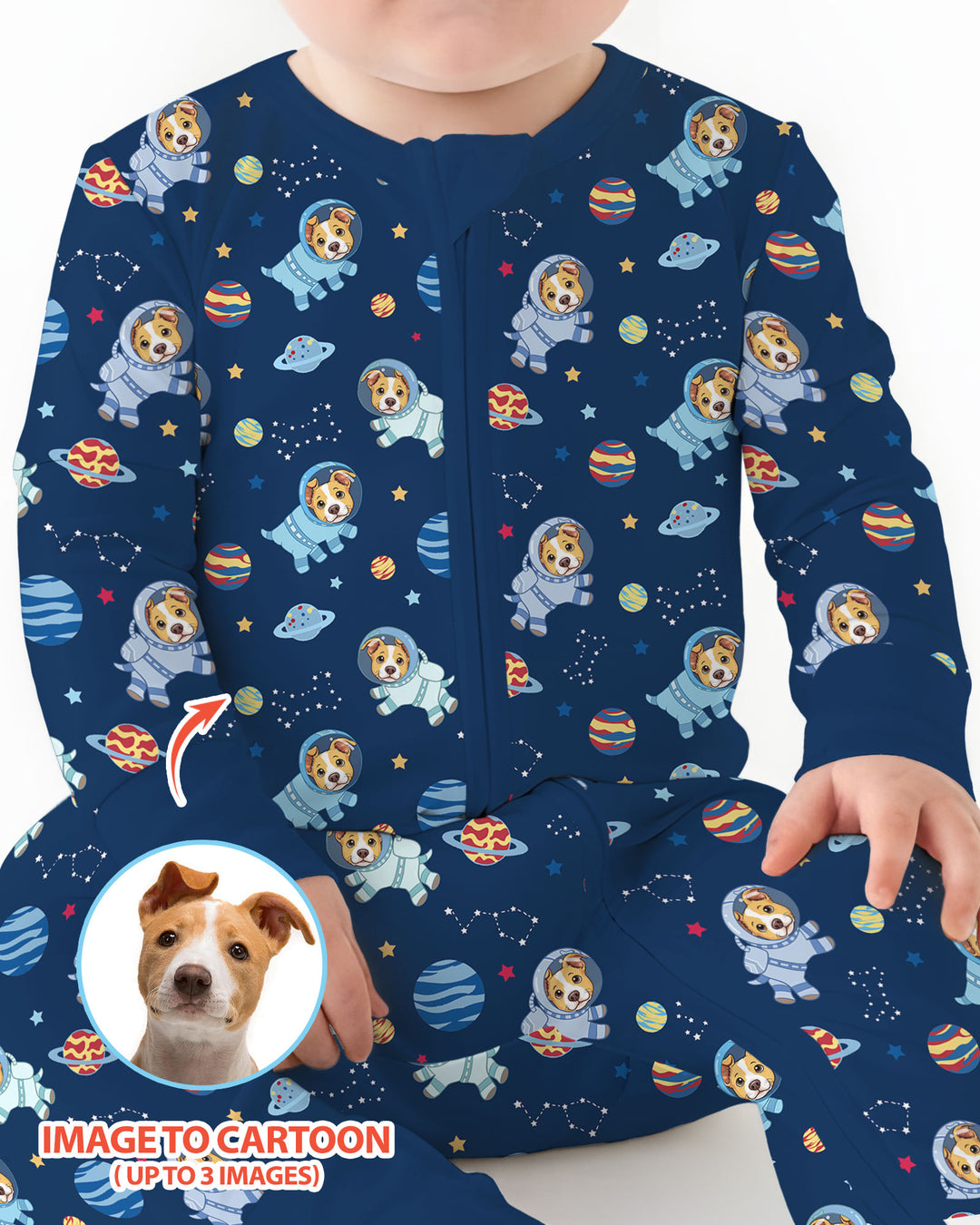 Astronaut Custom Pet Image Family Matching Bamboo Convertible Zippy