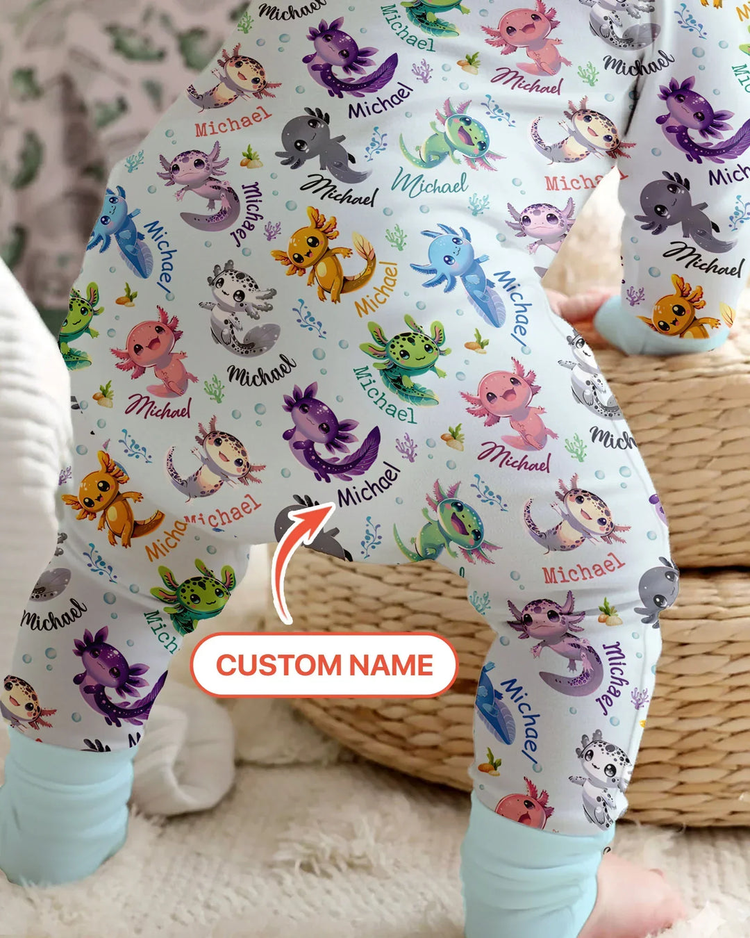 I Love You Axolotl Custom Name Bamboo Convertible Zippy