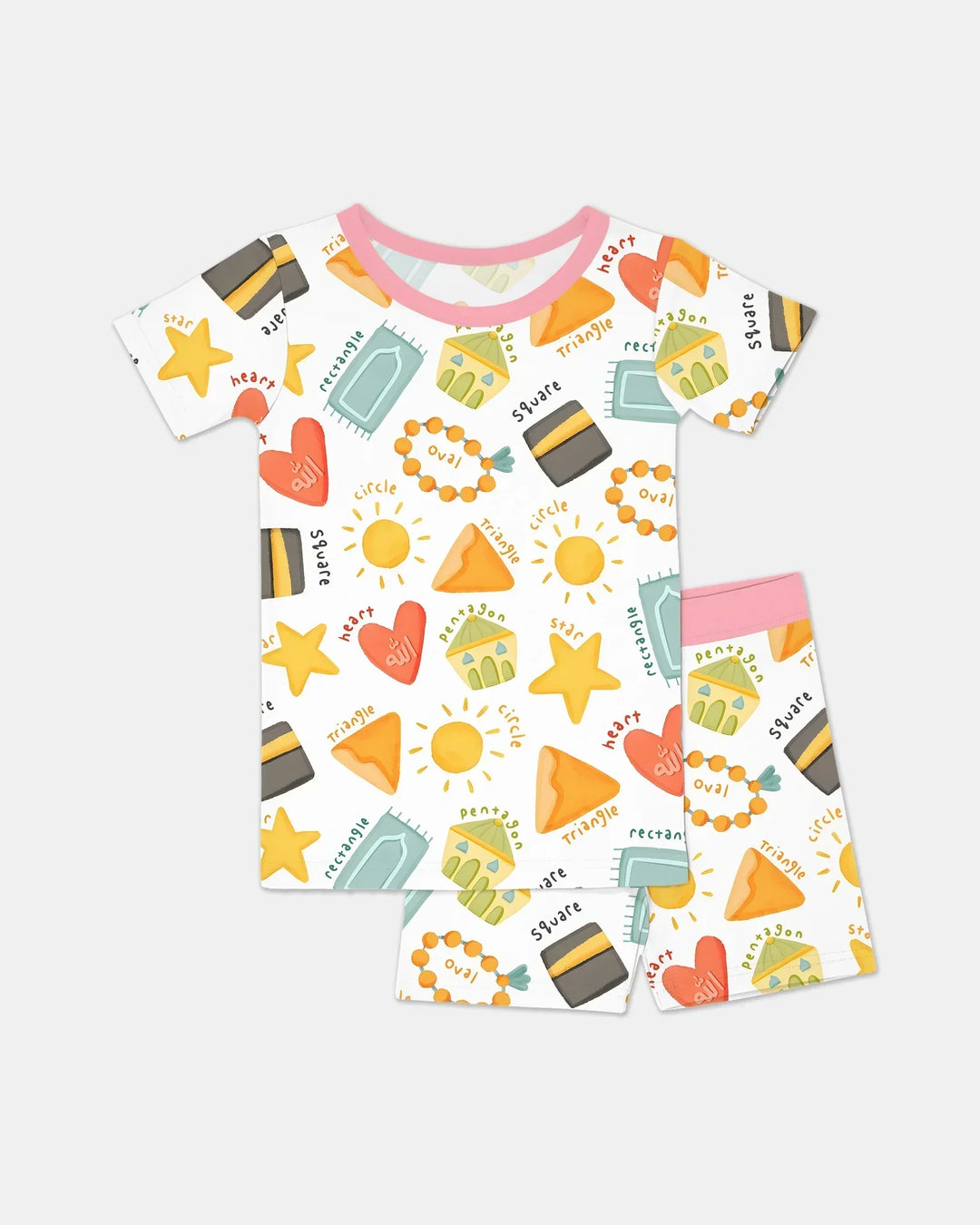 Islamic Shapes Bamboo Two Piece Short Sleeve Shorts Pajama Set