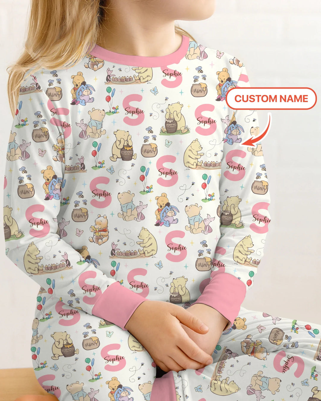Honey Bear Monogram Bamboo Two Piece Long Sleeve Pajama Set
