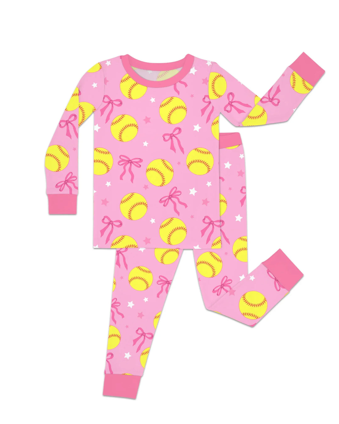 Softball Lovers Bamboo Two Piece Long Sleeve Pajama Set