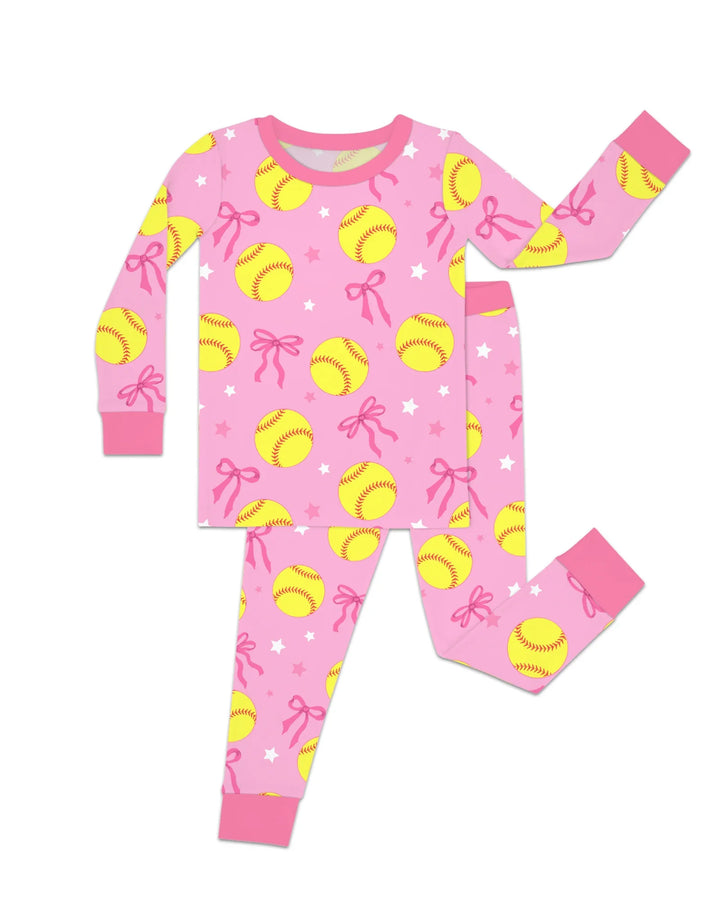 Softball Lovers Bamboo Two Piece Long Sleeve Pajama Set