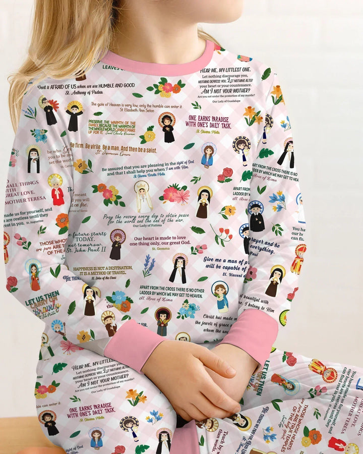 Catholic Saint Quotes Bamboo Two Piece Long Sleeve Pajama Set