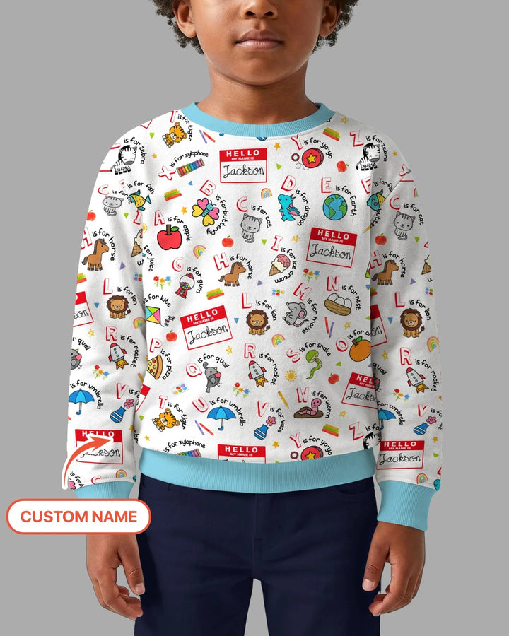 Custom Name Hello School ABCs Bamboo Crewneck Sweatshirt