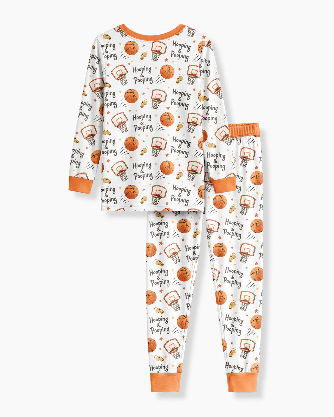 Funny Basketball Hooping & Pooping Bamboo Two Piece Long Sleeve Pajama Set