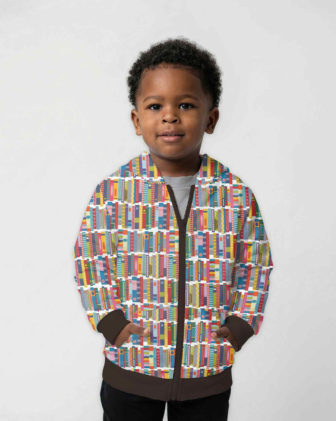 Rainbow Bookshelf Bamboo Zip Hoodie