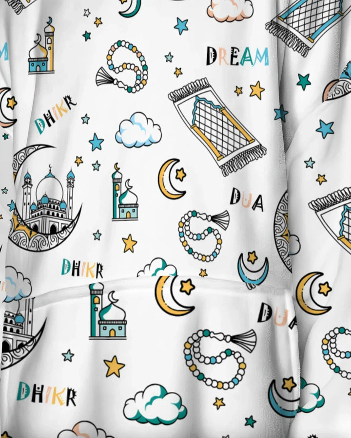 Dua, Dhikr, Dream Matching Family Wearable Bamboo Blanket Hoodie
