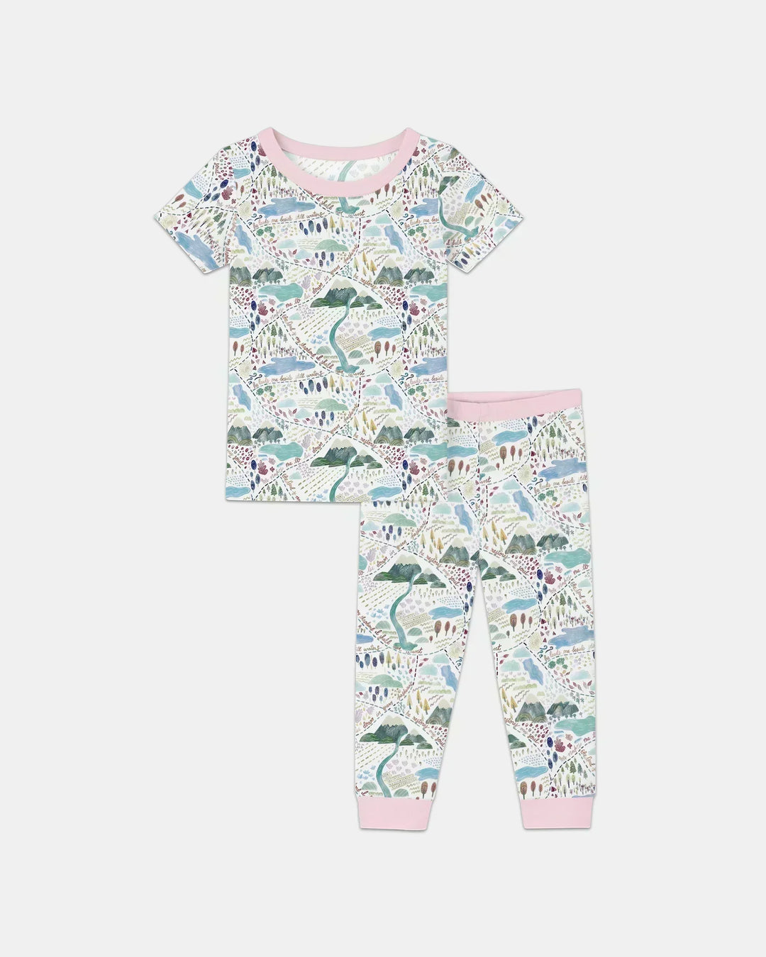Whimsical Psalms 23 Map Bamboo Two Piece Short Sleeve Pajama Set