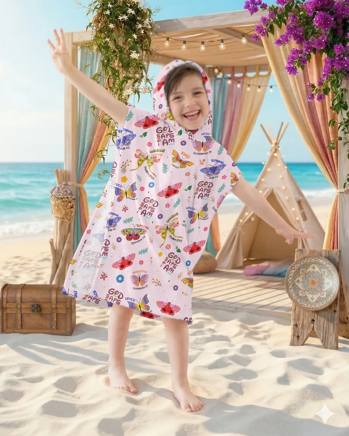 God says I am Butterfly Bamboo Swim Poncho