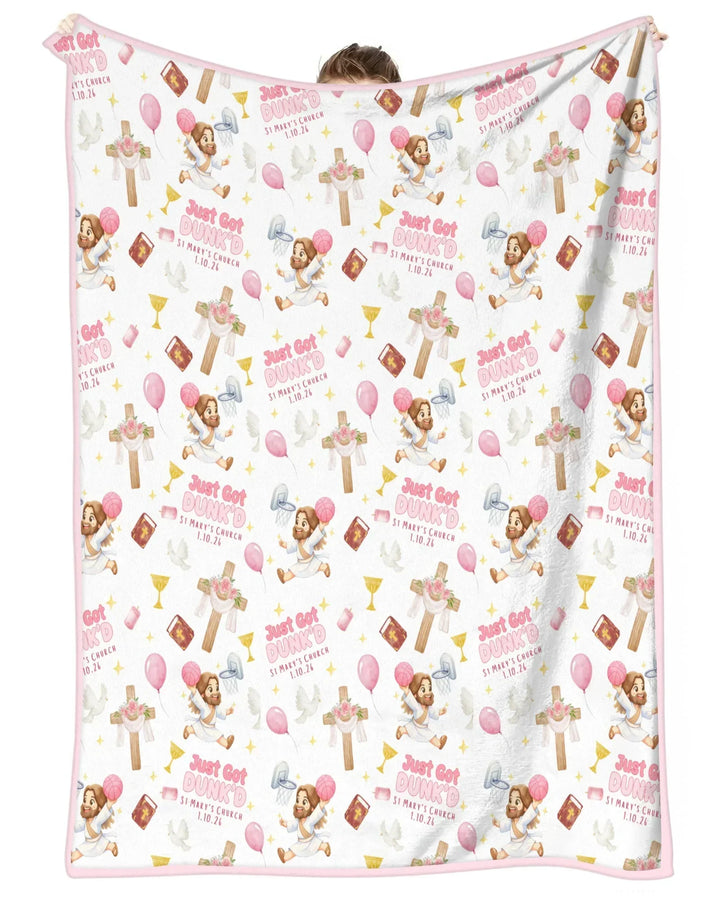 Custom Name Baptism Just Got Dunk'd Bamboo Blanket