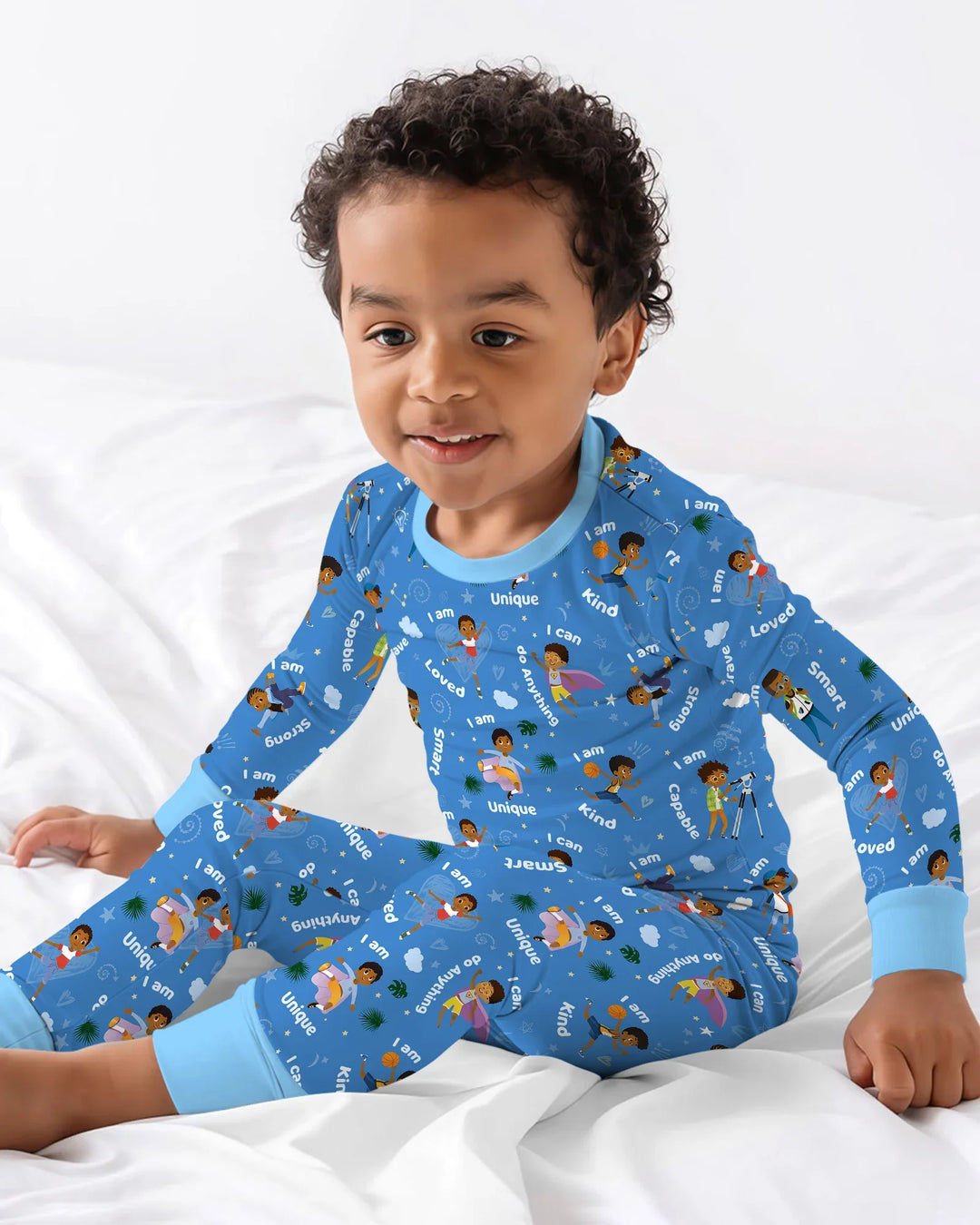Black Boys I Am Smart Bamboo Two Piece Long Sleeve Pajama Set