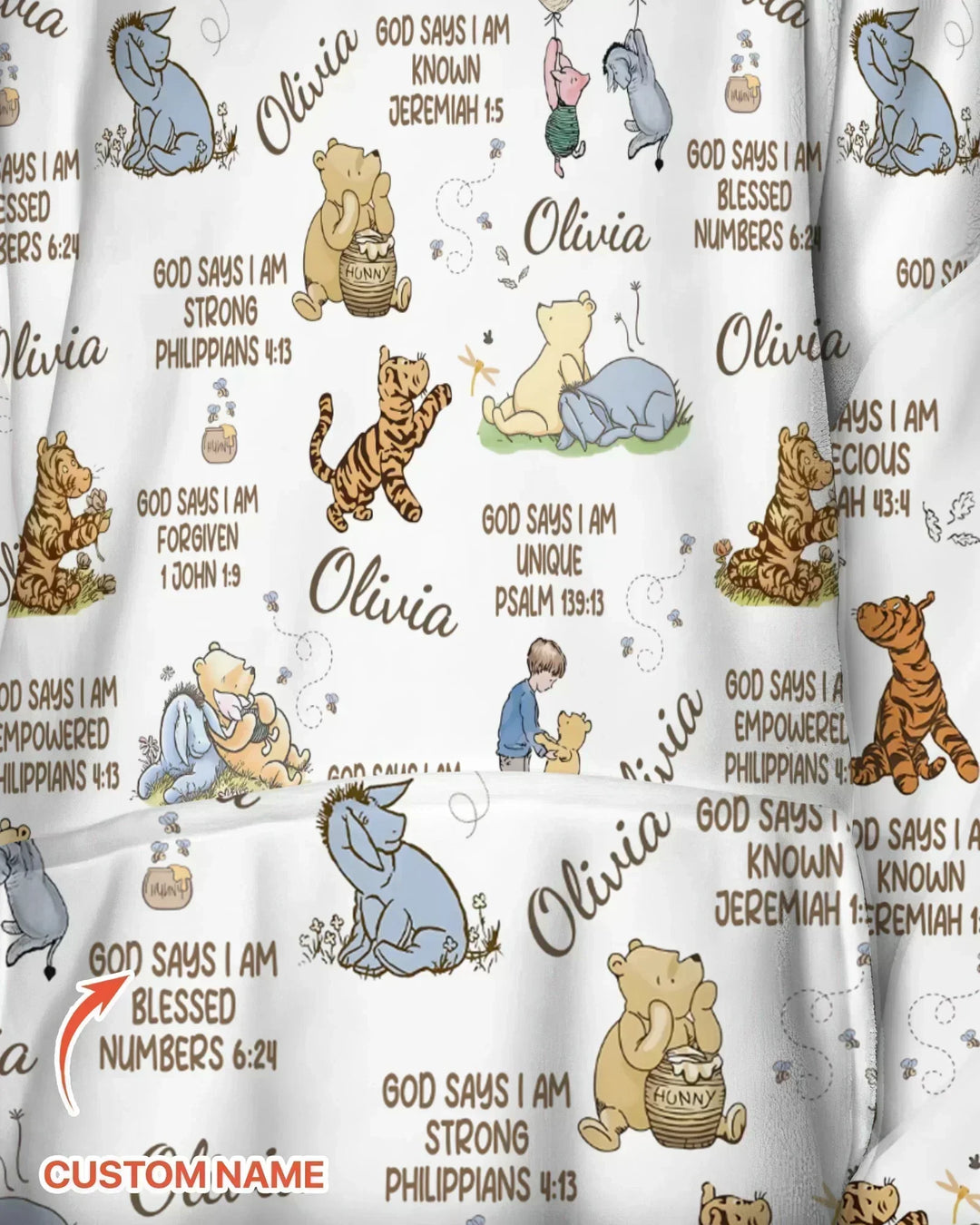 Custom Name God Says I Am Classic Bear Bamboo Blanket Hoodie