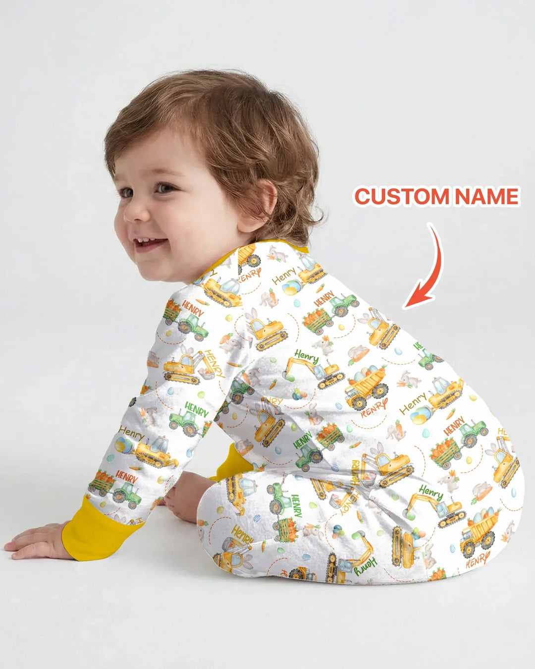 Easter Construction Vehicles Custom Name Bamboo Convertible Zippy