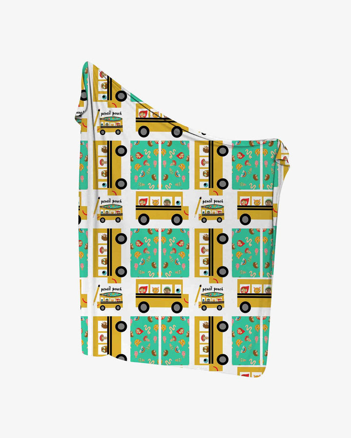 School Bus Adventures swaddle blanket