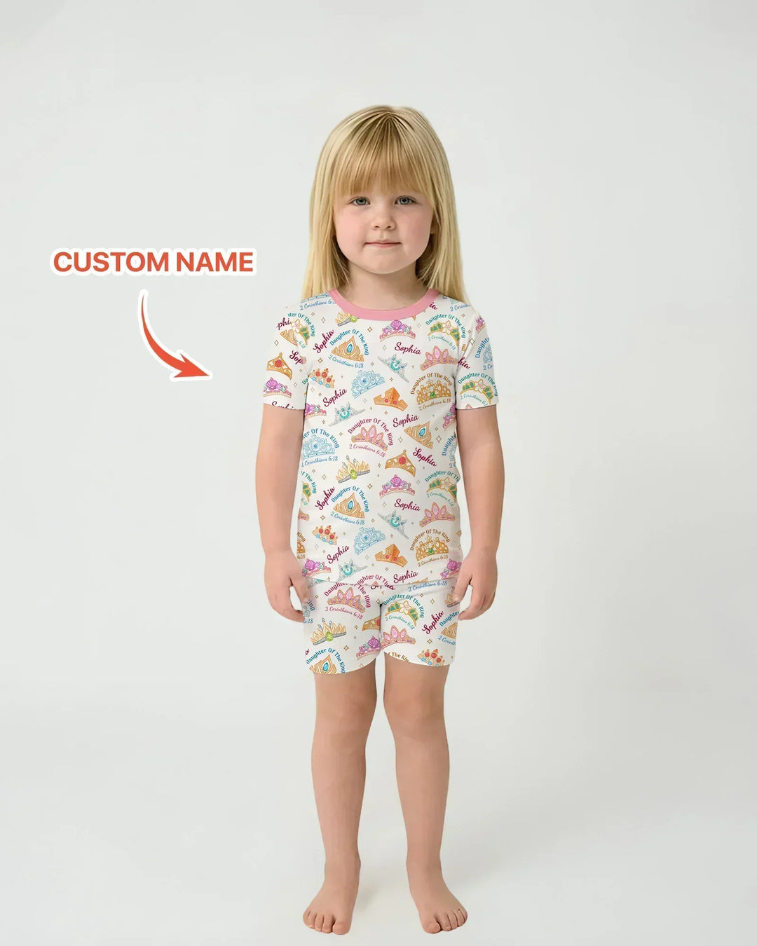 Daughter Of The King Custom Name Bamboo Two Piece Short Sleeve Shorts Pajama Set