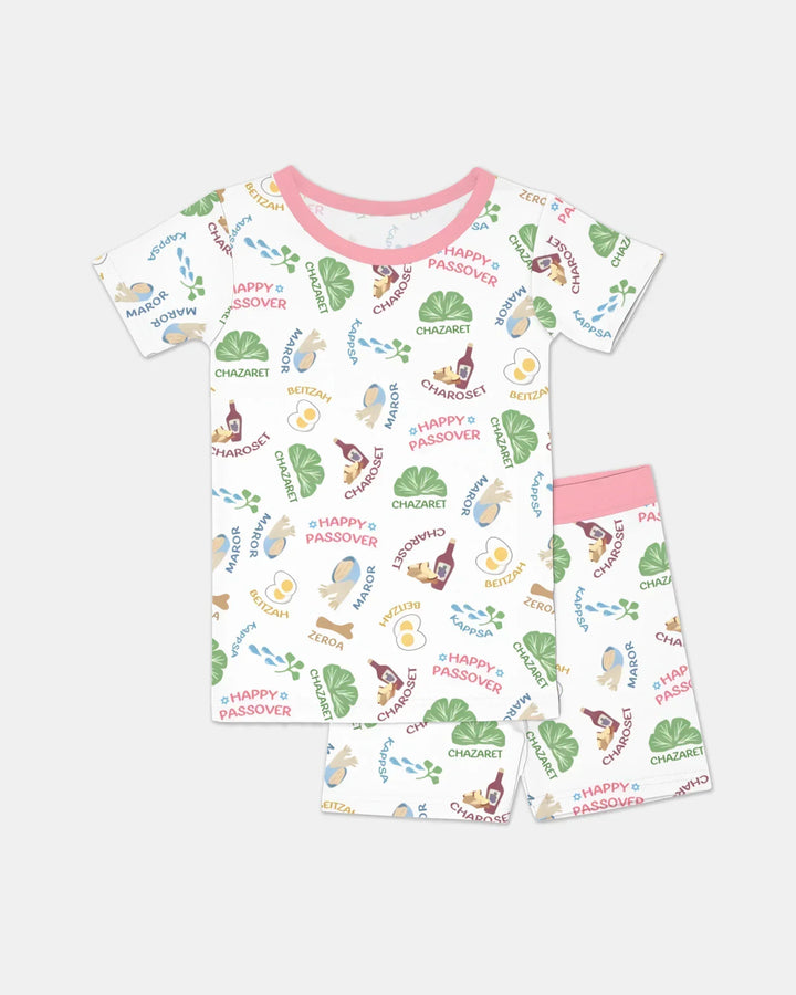 Happy Passover Matching Family Bamboo Two Piece Short Sleeve Shorts Pajama Set