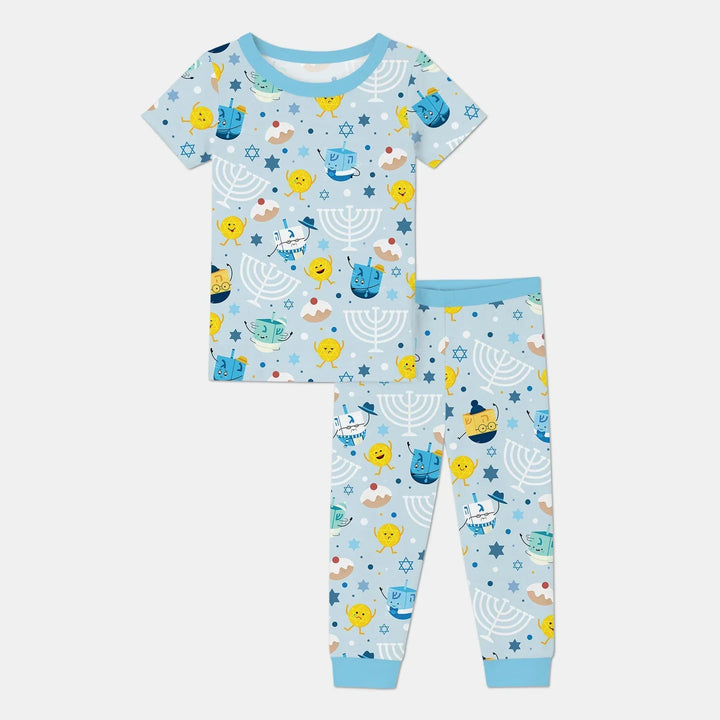 Hanukkah Little Dreidel Family Bamboo Two Piece Short Sleeve Pajama Set