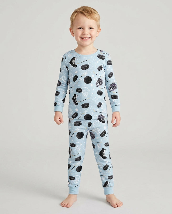 Little Hockey Fan Bamboo Two Piece Long Sleeve Pajama Set
